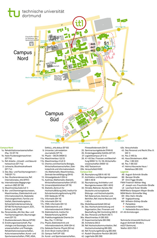 Lageplan der TU Dortmund